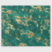 ティール（緑がかった色）モダンと金ゴールドの大理石パターン ラッピングペーパー (フラット)