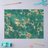 ティール(緑がかった色)モダンと金ゴールドの大理石パターン 薄葉紙 (クラフト)