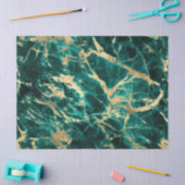 ティール（緑がかった色）モダンと金ゴールドの大理石パターン 薄葉紙 (クラフト)