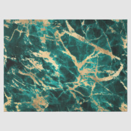 ティール（緑がかった色）モダンと金ゴールドの大理石パターン 薄葉紙