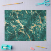 ティール（緑がかった色）モダンと金ゴールドの大理石パターン 薄葉紙 (クラフト)
