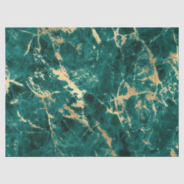 ティール（緑がかった色）モダンと金ゴールドの大理石パターン 薄葉紙