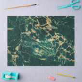 ティール（緑がかった色）モダンと金ゴールドの大理石パターン 薄葉紙 (クラフト)