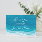 ティール（緑がかった色）、モダンな水彩画のサンキューカード サンキューカード (スタンド正面)