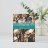 ティール(緑がかった色)モダンの結婚写真が日付カードを保存 案内状 (スタンド正面)