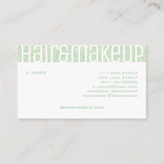 ティール(緑がかった色)モダンアクアミントグリーンエレガントグリッターグラム 名刺 (裏面)