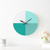 ティール(緑がかった色)モダンアートカラーブロック壁時計のシェード ラージ壁時計 (ホーム)