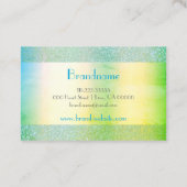 ティール(緑がかった色)モダンイエローグリーン水グラデーション色ラッシュ 名刺 (裏面)