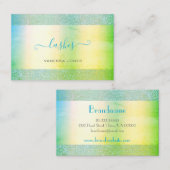 ティール(緑がかった色)モダンイエローグリーン水グラデーション色ラッシュ 名刺 (正面/裏面)