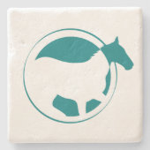 ティール(緑がかった色)モダンウスサークル ストーンコースター (正面)