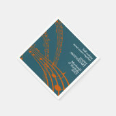 ティール（緑がかった色）モダンオレンジスウィートミュージックハッピーアニバーサリー スタンダードカクテルナプキン (角)