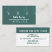 ティール（緑がかった色）モダンカトラリーデザインプロフェッショナルシェフ 名刺 (正面/裏面)