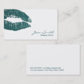 ティール（緑がかった色）モダンキスメイクアップアーティスト 名刺 (正面/裏面)