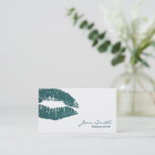 ティール（緑がかった色）モダンキスメイクアップアーティスト 名刺 (スタンド正面)