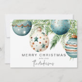 ティール(緑がかった色)モダンクリスマスボーブル 招待状 (正面)