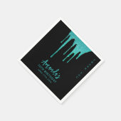 ティール（緑がかった色）モダングリッタードリップススイーツ16誕生日 スタンダードカクテルナプキン (角)