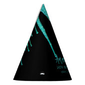 ティール（緑がかった色）モダングリッタードリップススイーツ16誕生日 パーティーハット (左)