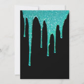 ティール（緑がかった色）モダングリッタードリップススイーツ16誕生日 招待状 (裏面)