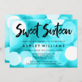 ティール(緑がかった色)モダングリッターライトスイート16招待状 招待状 (正面/裏面)