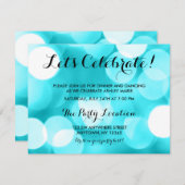 ティール（緑がかった色）モダングリッターライトバルミツワー披露宴 エンクロージャーカード (正面/裏面)