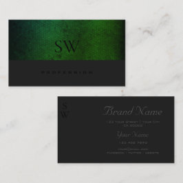 ティール（緑がかった色）モダングリーングラディエント暗灰色（モノグラム付） 名刺