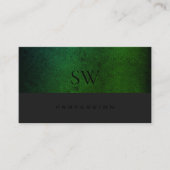 ティール(緑がかった色)モダングリーングラディエント暗灰色(モノグラム付) 名刺 (正面)