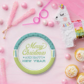 ティール（緑がかった色）モダングリーンメリークリスマス |休日 ペーパープレート (パーティー)