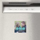 ティール(緑がかった色)モダンサークル写真Save the Date Magnet マグネット (インサイチュ (食洗機))