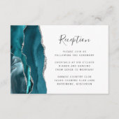 ティール（緑がかった色）モダンシルバー瑪瑙ウェディングレセプション エンクロージャーカード (正面)