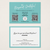 ティール（緑がかった色）モダンススタイリッシュクリプトQRコードサンキューカード (正面&裏面)