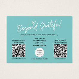 ティール（緑がかった色）モダンススタイリッシュクリプトQRコードサンキューカード