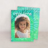 ティール(緑がかった色)モダンタイダイ付きアーチ – スパイラカラフルル シーズンカード