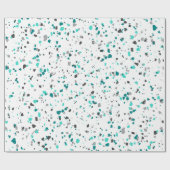 ティール（緑がかった色）モダンターコイズグレーテラゾパターン ラッピングペーパー (フラット)