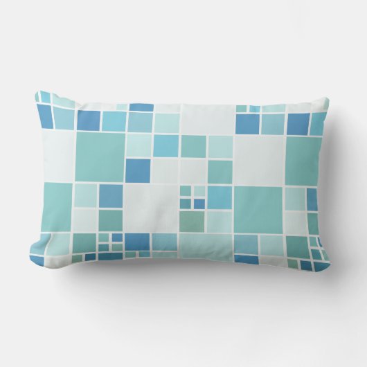 ティール（緑がかった色）モダンターコイズ型枕 ランバークッション (正面)