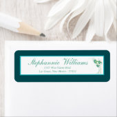 ティール（緑がかった色）モダンピーコッ結婚ク差出人住所ラベル ラベル (インサイチュ)