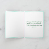 ティール（緑がかった色）モダンフローラペットロス写真悔やみや弔慰 カード (内部)