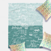 ティール(緑がかった色)モダンブルーの名前のパターン フリースブランケット