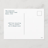 ティール（緑がかった色）モダンブルーグリーンスノーフレークスホリデーフォト シーズンポストカード (裏面)