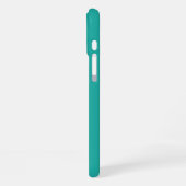 ティール（緑がかった色）モダンホワイトレーシングストライプズモノグラムのシック iPhoneケース (左側面)