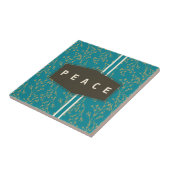 ティール(緑がかった色)モダンボタニカルベリーピース タイル (側面)