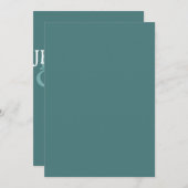 ティール(緑がかった色)モダンミニマルシンプル結婚式招待状 招待状 (正面/裏面)