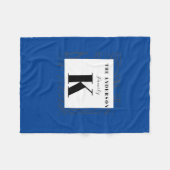 ティール（緑がかった色）モダンモノグラスタイリッシュム及びカッコいい フリースブランケット (正面(横))