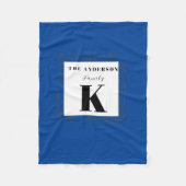 ティール（緑がかった色）モダンモノグラスタイリッシュム及びカッコいい フリースブランケット (正面)