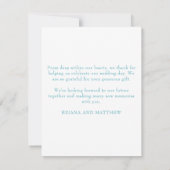 ティール（緑がかった色）モダン写真サンキューカード サンキューカード (裏面)