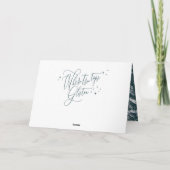 ティール（緑がかった色）モダン冬林写真数々のクリスマス カード (裏面)