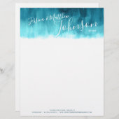 ティール（緑がかった色）モダン抽象芸術アート新結婚レターヘッド レターヘッド (正面/裏面)