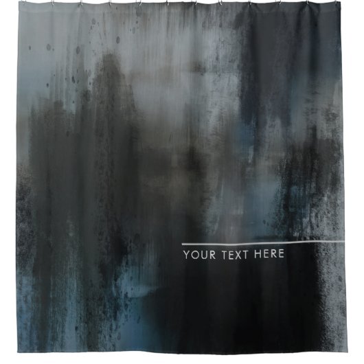 ティール(緑がかった色)モダン抽象芸術芸術的 シャワーカーテン (正面)