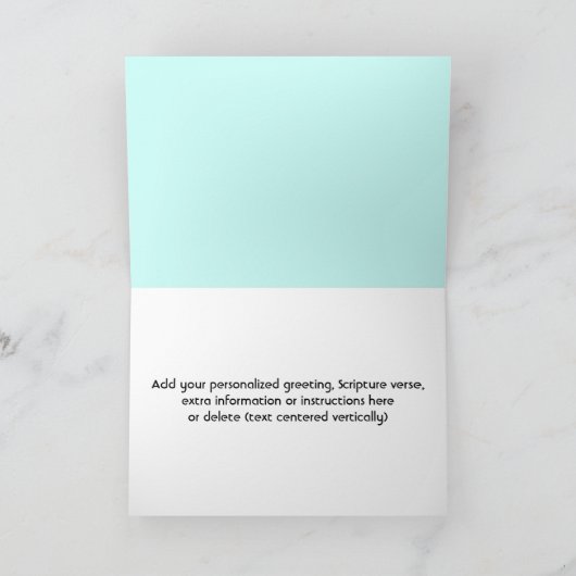 ティール（緑がかった色）モダン教会記念日 招待状 (内部)