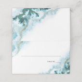 ティール（緑がかった色）モダン水彩モスアゲートベアフットブライド™ プレイスカード (外部開封)
