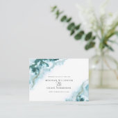 ティール（緑がかった色）モダン水彩モスアゲートベアフットブライド™ 名刺 (スタンド正面)